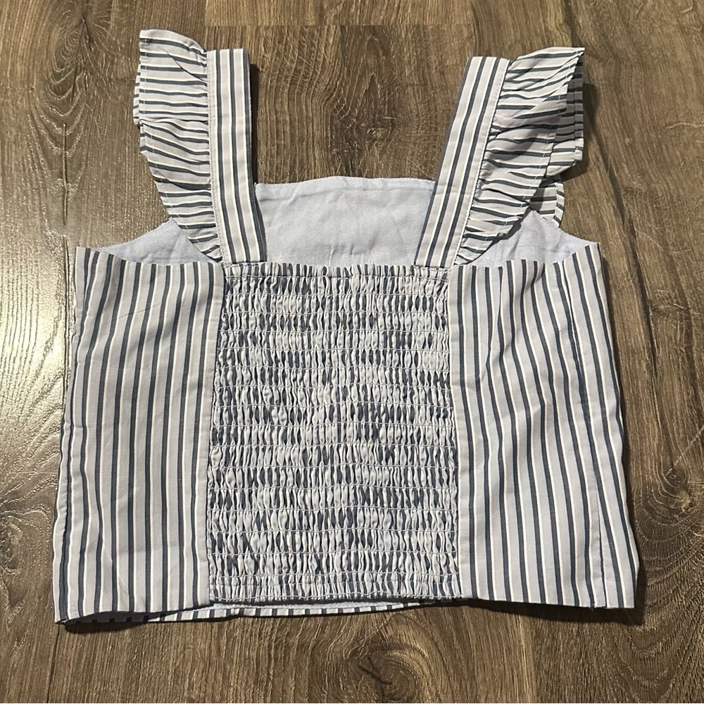 Abercrombie Kids Light Blue and White Striped Top - Picture 2 of 5